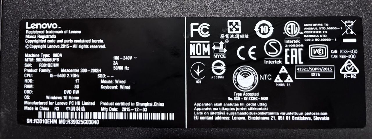 Komputer stacjonarny Lenovo i5/16GB-DDR4/512 SSD