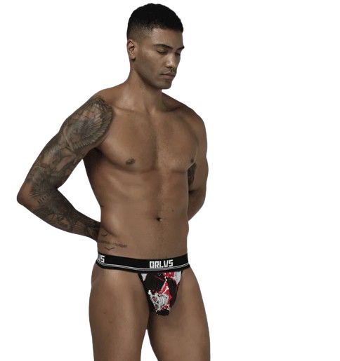 Stringi Męskie z Kieszonką ze Wzorem ORLVS Super Fit - XXL