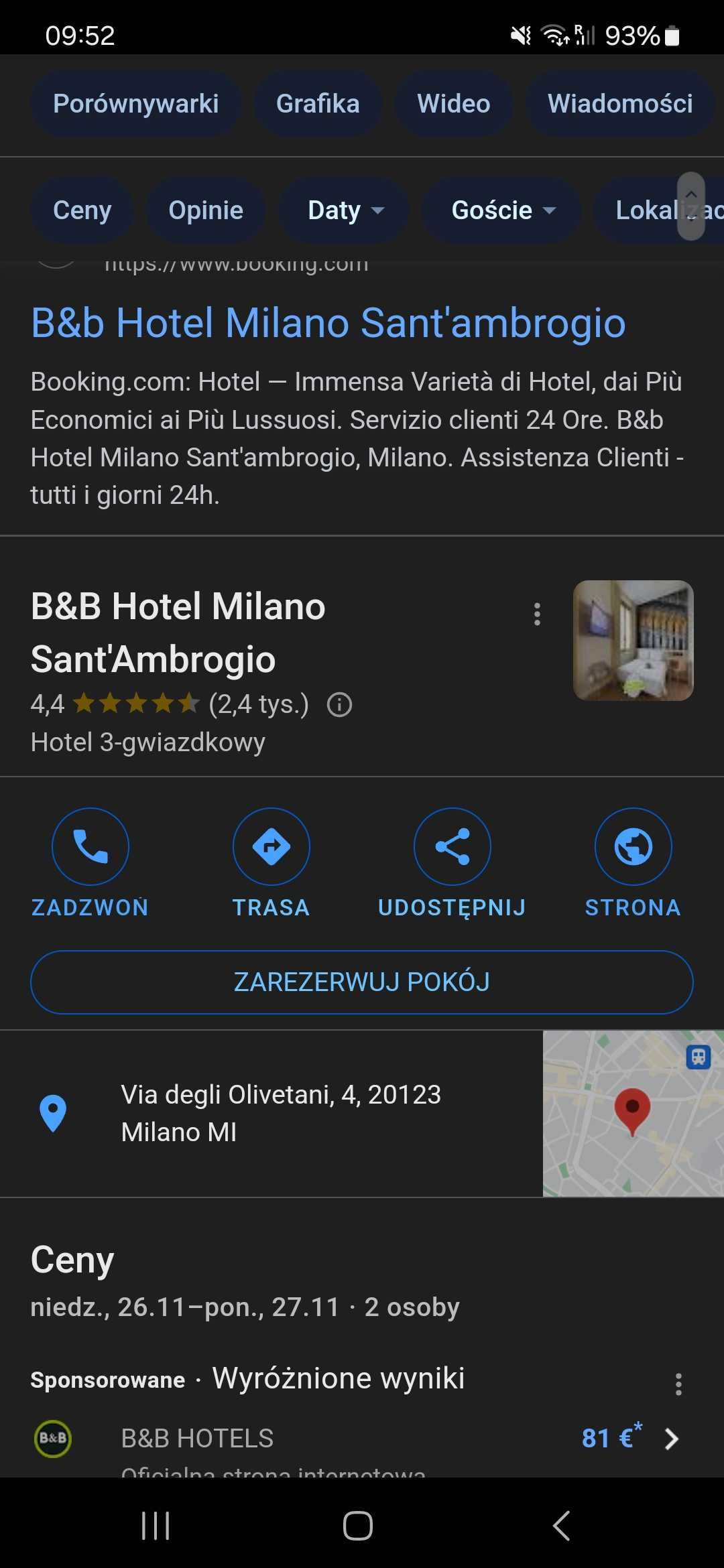 Odsprzedam hotel Mediolan - Hotel B&B Milano Sant'ambrogio