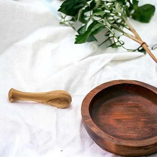 Moździerz Rustykalna ręczna kruszarka ubijak do przypraw 14 cm NrD49