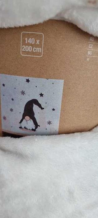 Koc świąteczny kratka skrzat 140x200