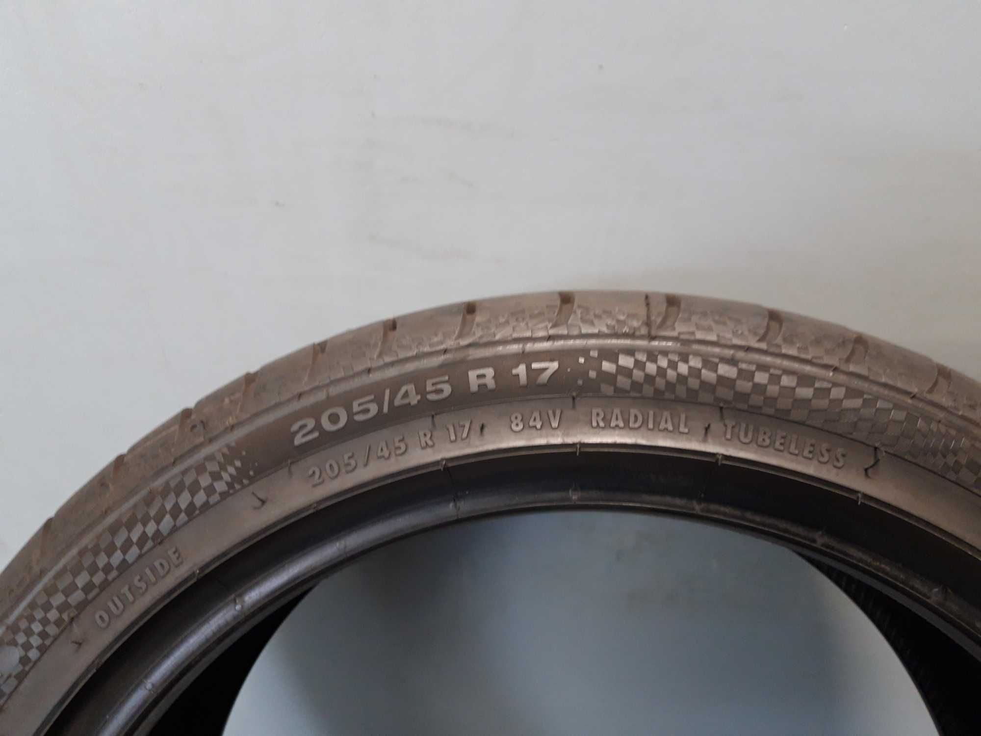 4x205/45R17 Continental ContiSportContact 3, 84V, 2018 rok, Jak Nowe