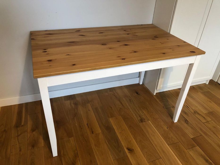 Stół IKEA LERHAMN białe nogi, sosnowy blat