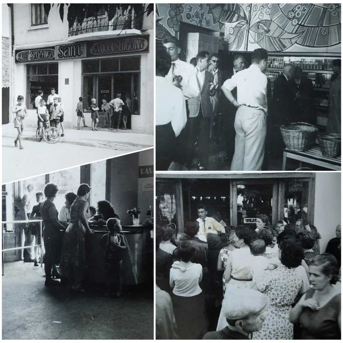Stare FOTOGRAFIE - Sklep SAM market otwarcie TUCHÓW k Tarnów, lata 60