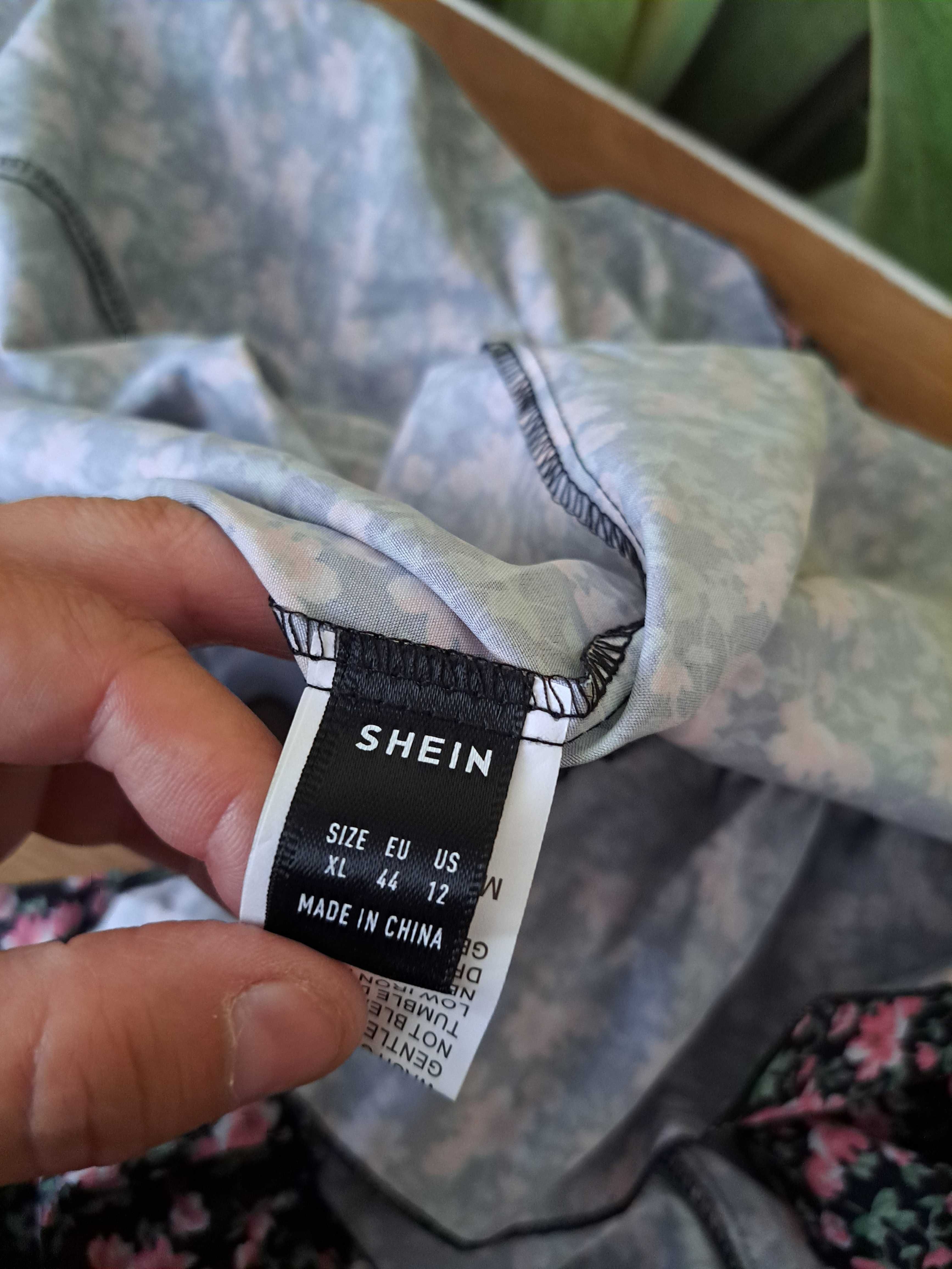 Śliczna wiązana kopertowa sukienka Shein rozmiar 44 poliester kwiaty