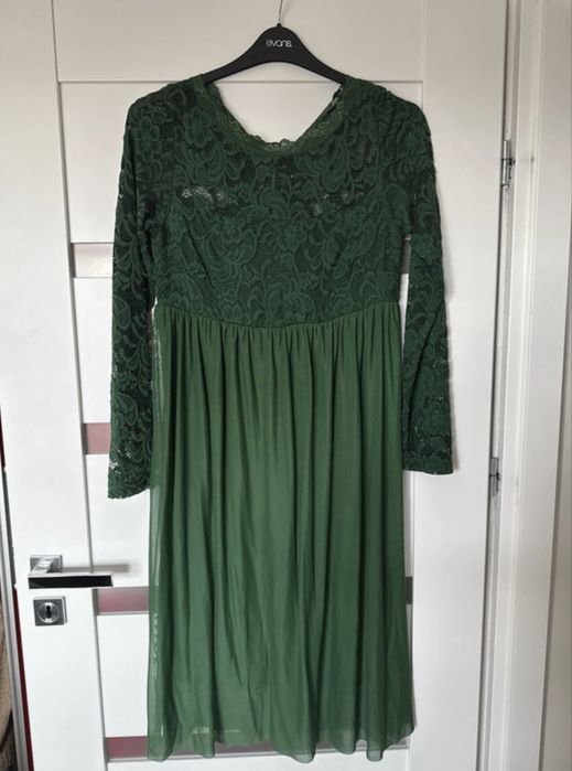 Sukienka ciążowa XL zielona z koronką