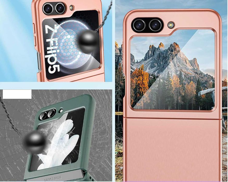 Vizvera etui Samsung Galaxy Z Flip 5 ultracienkie różowe złoto + szkło