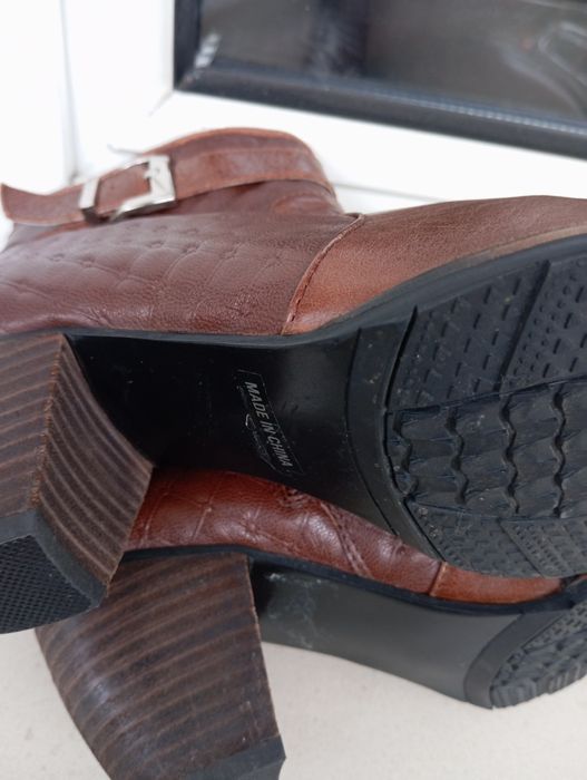 Brązowe skórzane buty botki kozaki Bibba no, rozm. 37