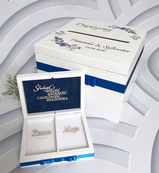Zestaw pudełko na obrączki, koperty, księga gości grafika U114-116