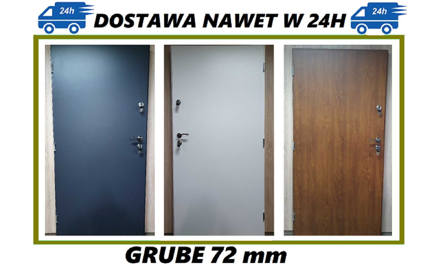 Drzwi zewnętrzne pełne GRUBE 72 mm model "ARTE" Polskie SZYBKA DOSTAWA