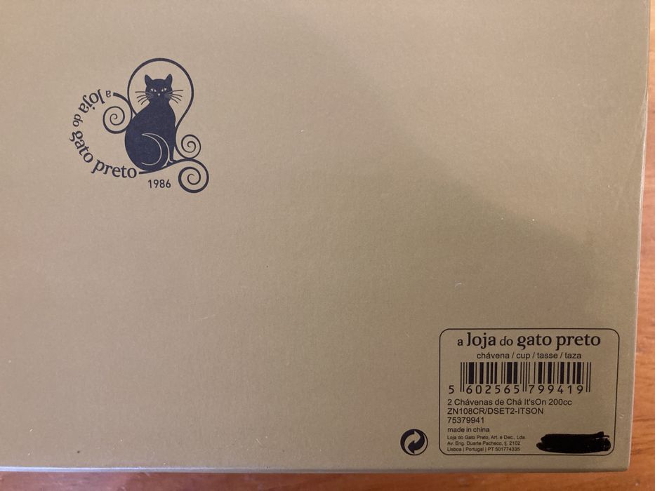 Gato Preto Conjunto de 2 Chávenas de Chá