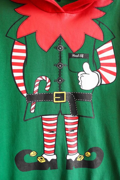 Чоловіча новорічна кофта +шапка різдвяний ельф поміч Санта Клауса M-L