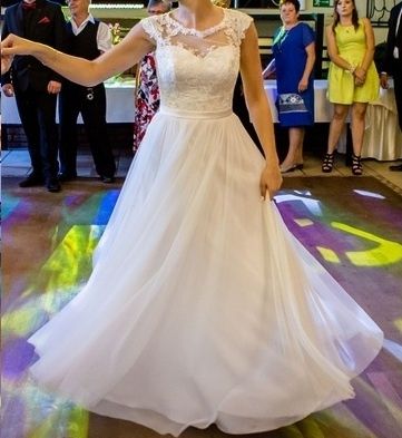 Suknia ślubna ivory XS/S 34/36 koronka tiul