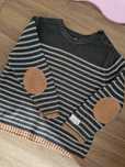 Newbie elegancki sweterek 100% bawełna KappAhl w paski brązowe naszywk