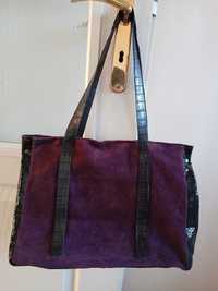 Skórzana torba/torebka w kolorze śliwkowym