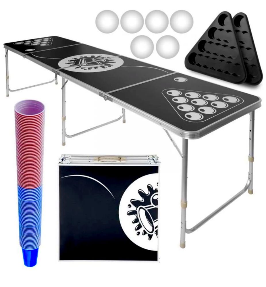 Zestaw Stół Stolik Beer Pong Z Regulowaną Wysokością Dla Dorosłych