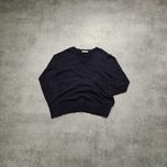 DAMSKI Elegancki PREMIUM Sweter Haft Logo Lacoste Bawełna Granatowy