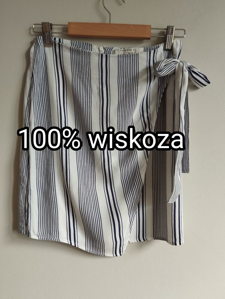 Letnia spódnica w paski z przewiązaniem, kreszowana wiskoza r.XS/S for