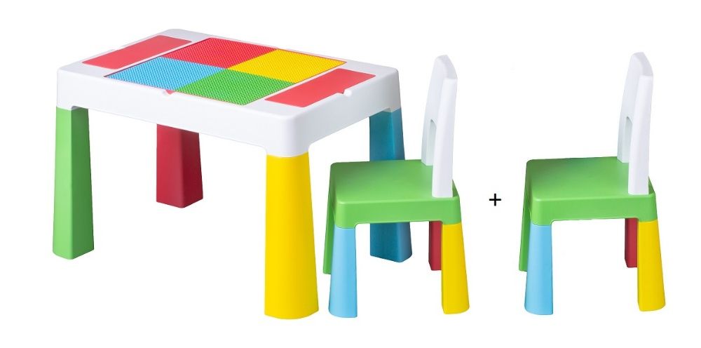 Mamut Multifun stolik + 2 krzesełka blat do klocków LEGO mix kolorów