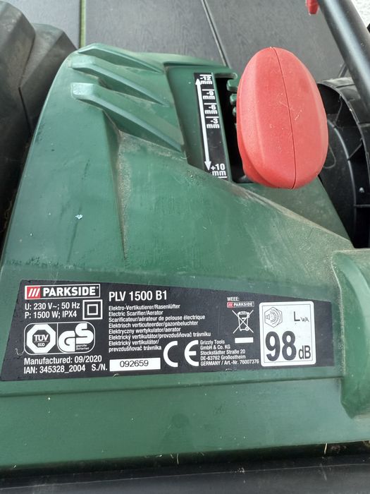 PARKSIDE PLV 1500 B1 Elektryczny wertykulator aerator do trawy 2w1