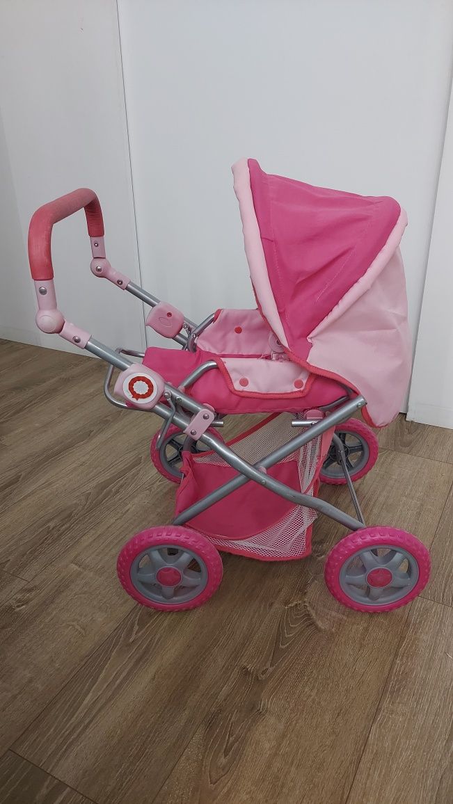 Duzy wózek dla lalek różowy