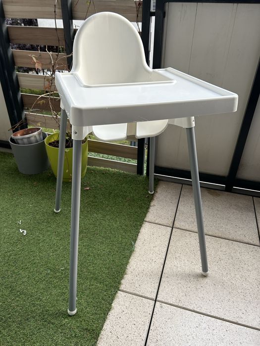 Krzeselko do karmienia dla dzieci Ikea Antilop, białe, wysokie krzeslo