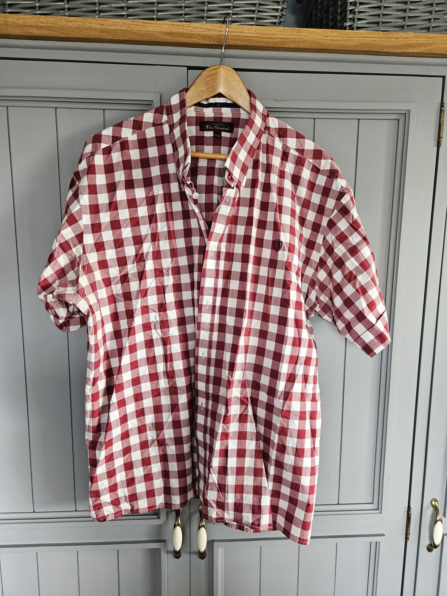 Koszula z krótkim rękawem  Ben Sherman xxl bordowa w kratę lato
