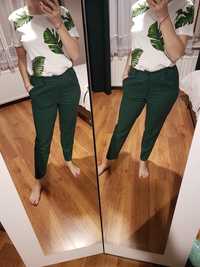 Spodnie cygaretki chinosy Cropp butelkowa zieleń S