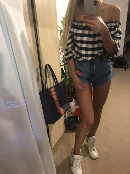 Spodenki jeansowe hafty missguided S