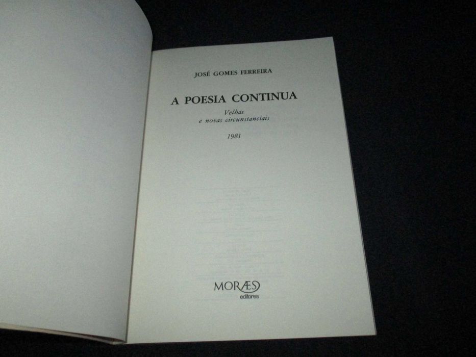 Livro A Poesia Continua Velhas e Novas Circunstâncias José G. Ferreira