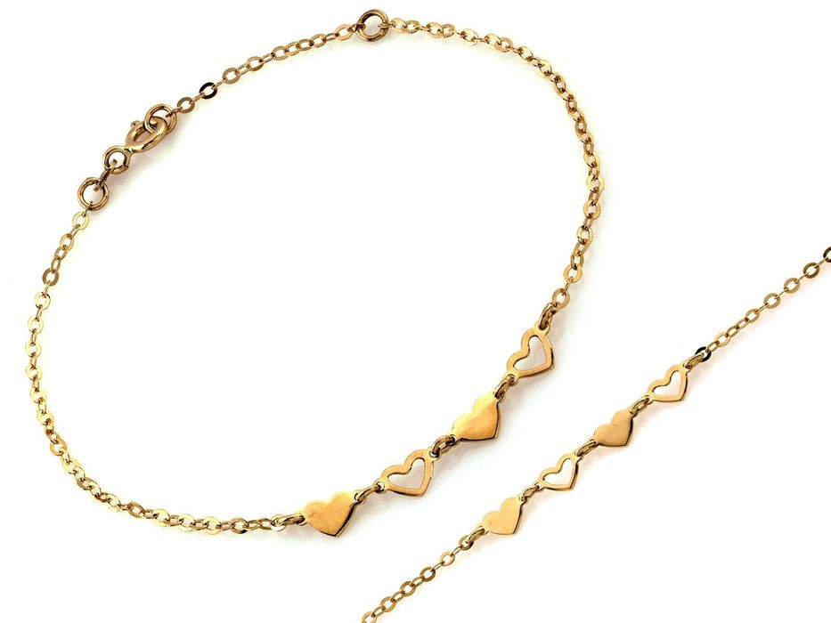 Złota bransoletka z serduszkami PR 585