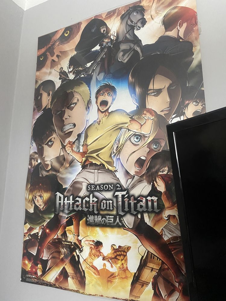 Plakat attack on titan w antyramie 60 x 90 cm