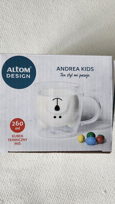 Kubek szklanka dla dzieci z misiem Altom Design nowy