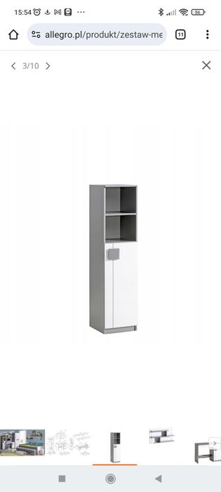 Szafka słupek biało szary