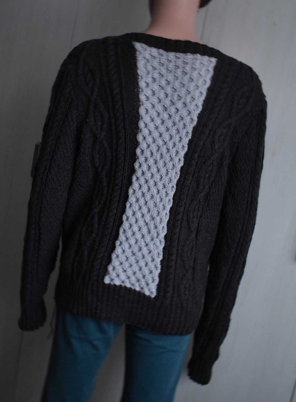 Sweterek XL handmade retro vintage warkocze ciepły męski szary