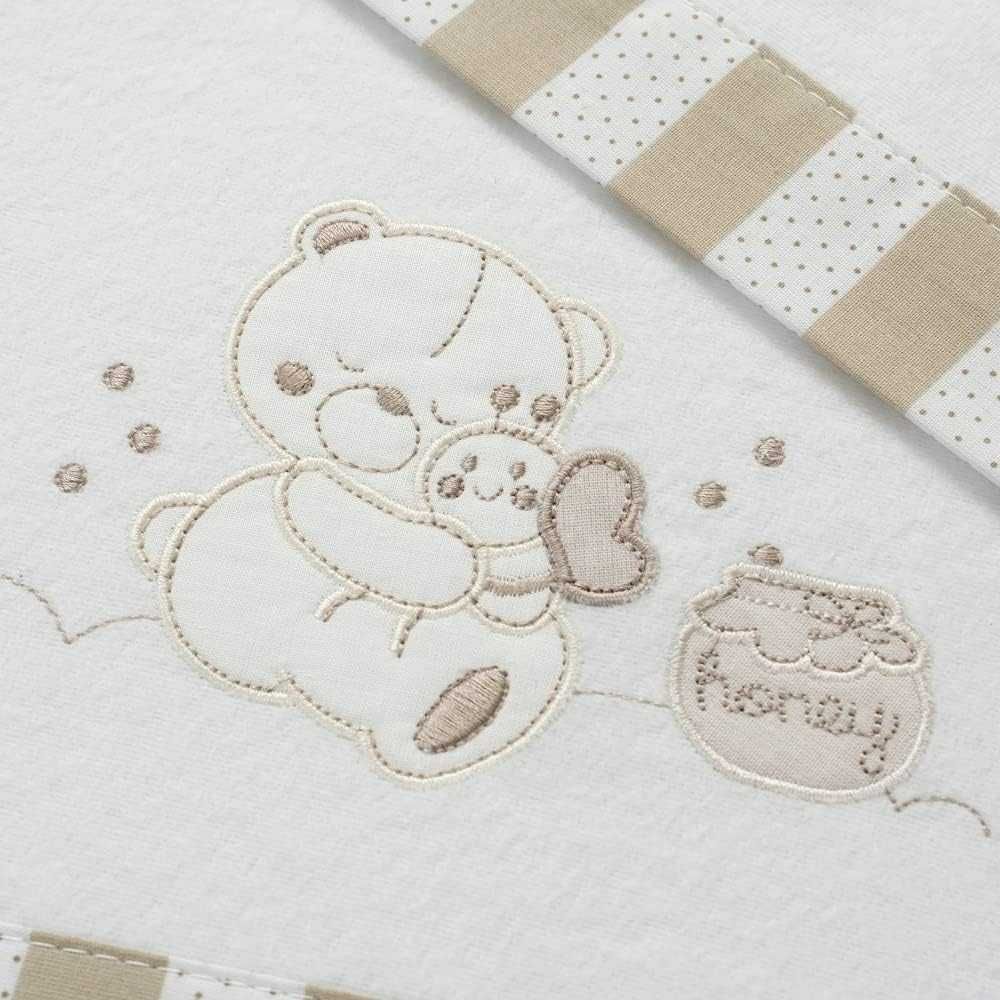 Flanelowa pościel Honey Bear biel i beż do wózka