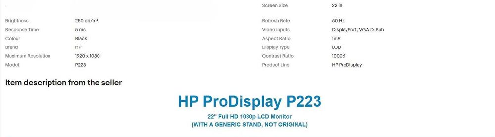Monitor HP 21.5''
