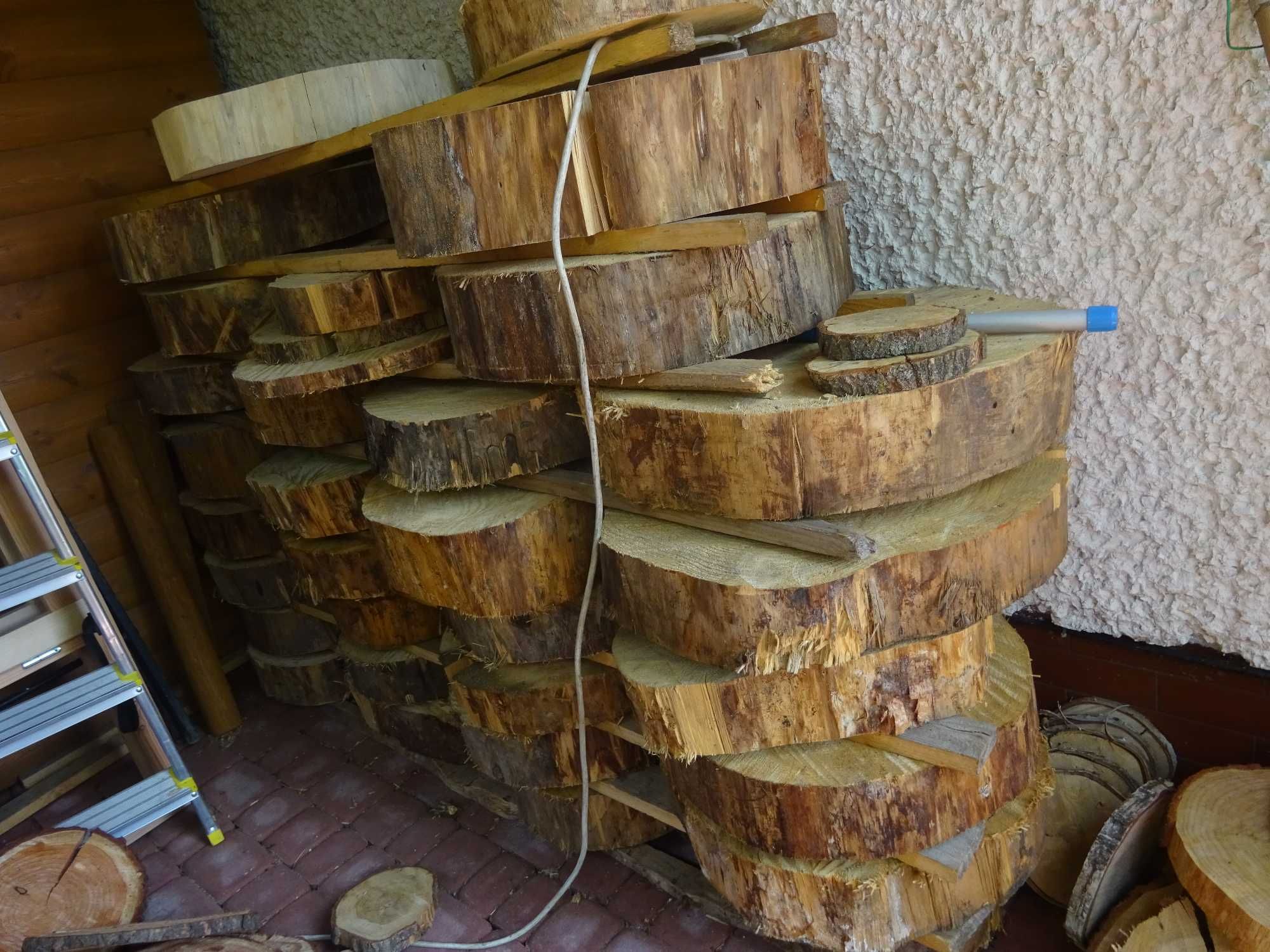 60 cm stolik ogrodowy kawowy drewniany blat pieniek 50 - 55 cm