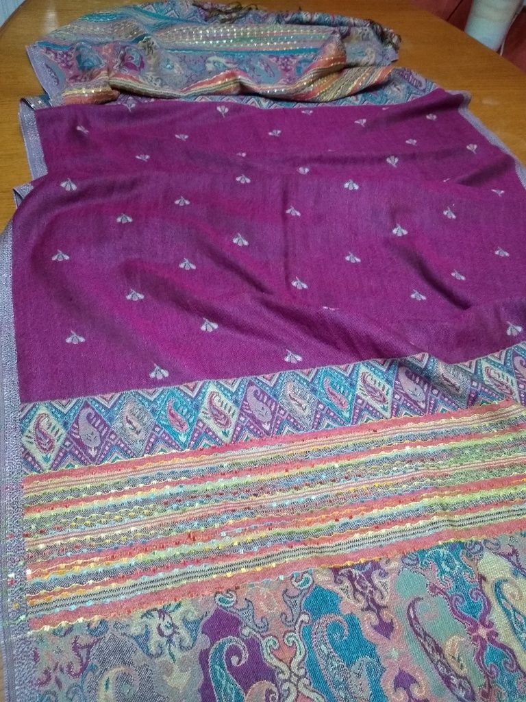 Szal 182x68 wełna z bawełną