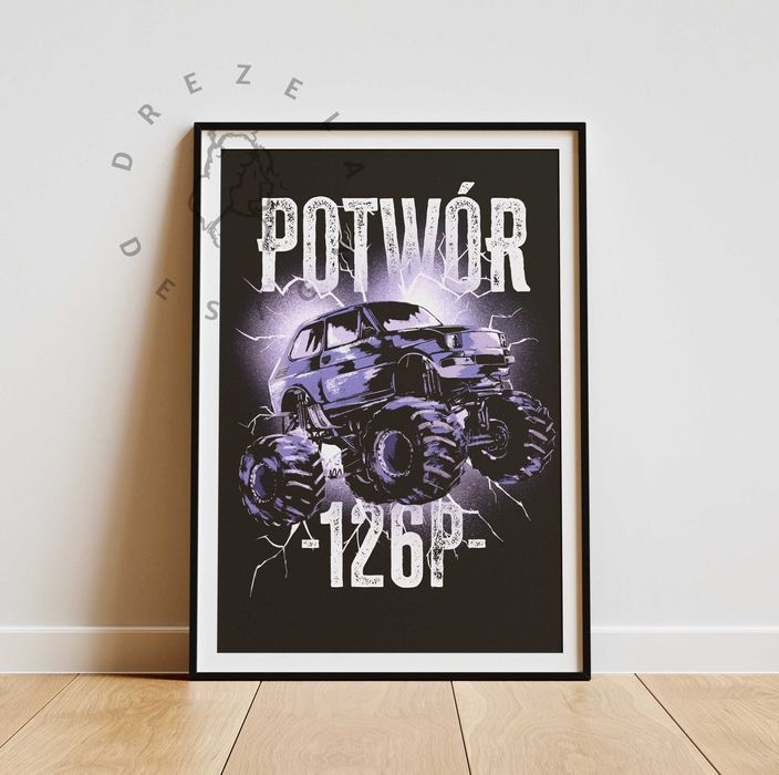 autorski plakat "potwór", różnie rozmiary - drezeladesign