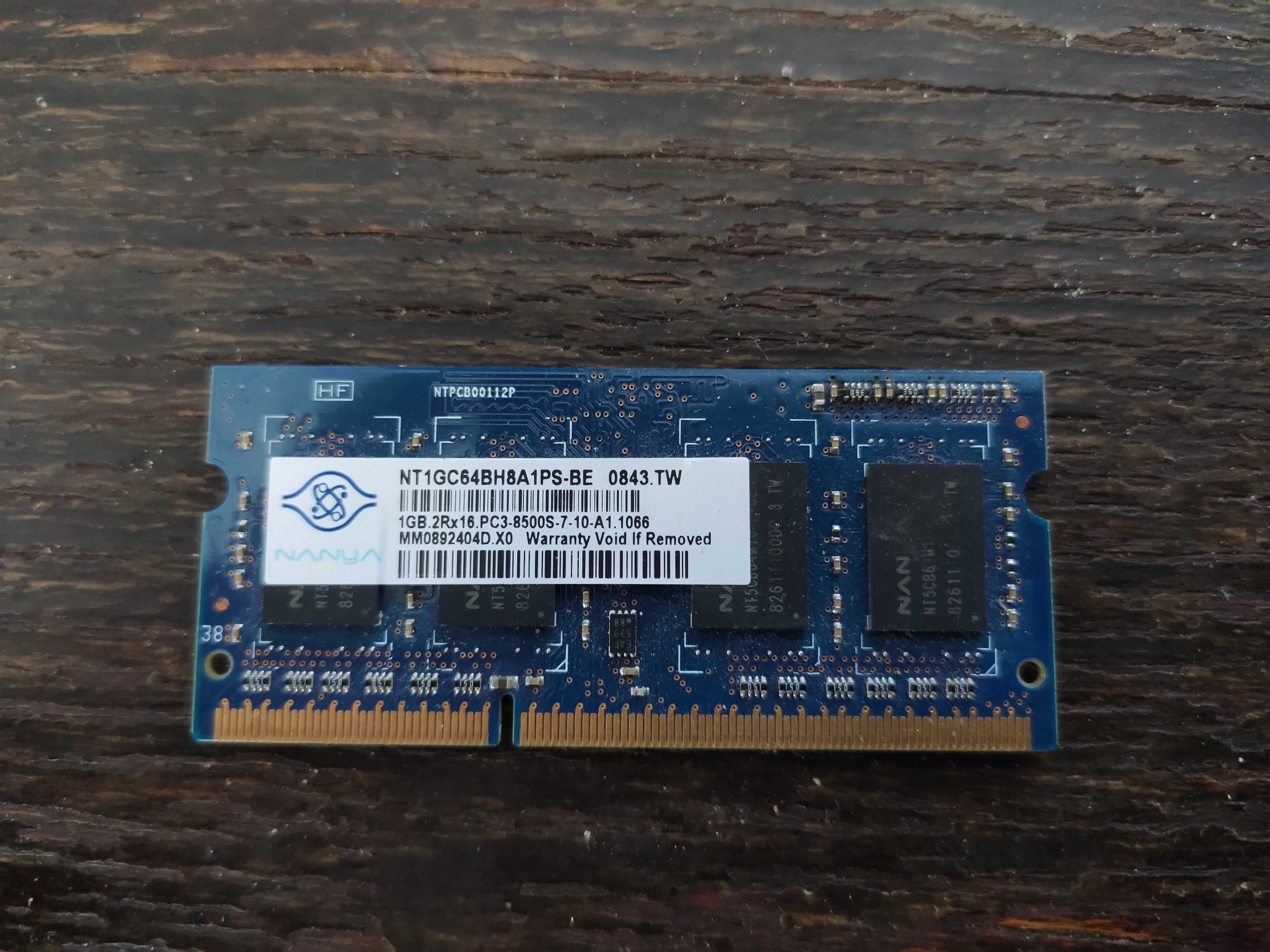 Планка памяти NANYA DDR3 1GB (NT1GC64BH8A1PS-BE)