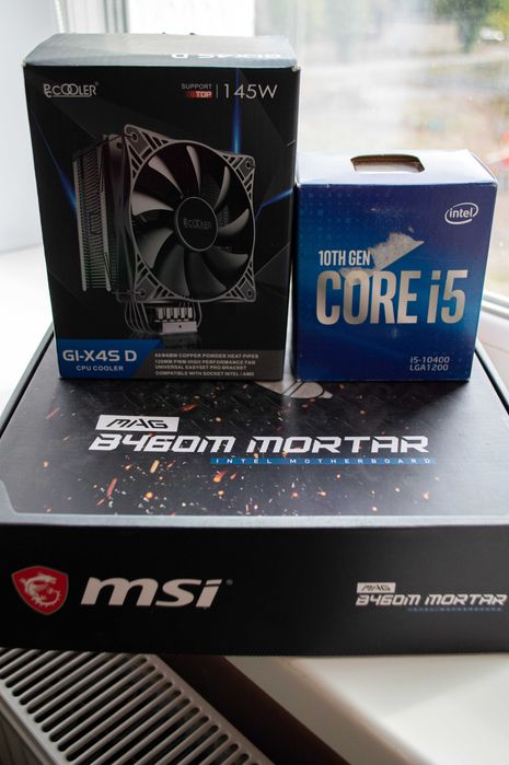 Плата MSI MAG b460m mortar - Процессор i5 10400 SRH78 - Башенный кулер