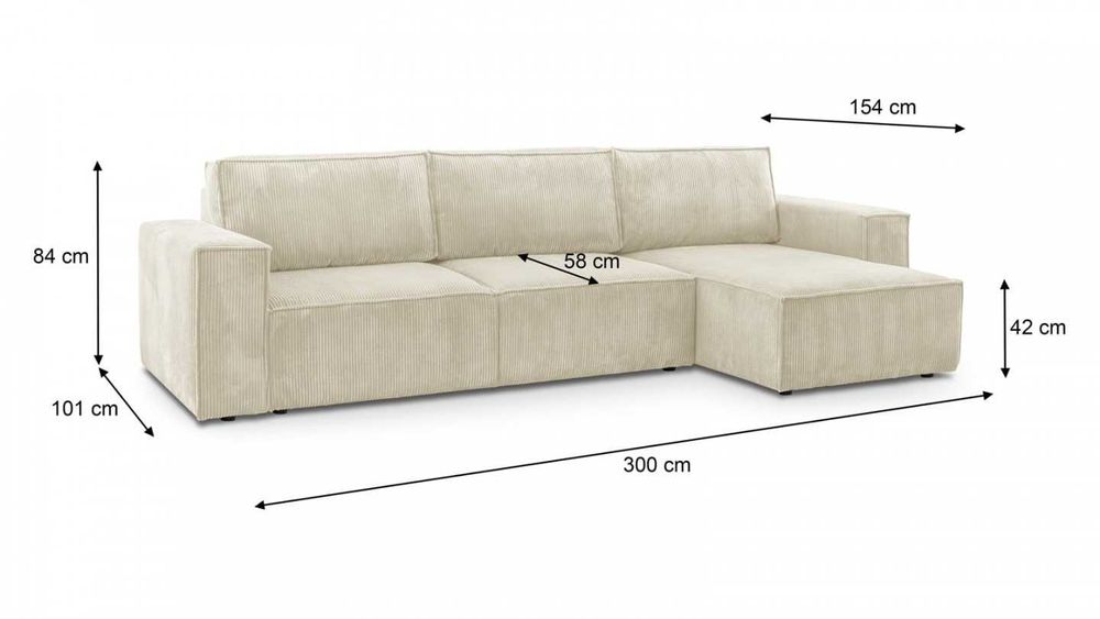 NOWY narożnik rozkładany BEŻOWY SZTRUKS od ręki wyprzedaż magazynu