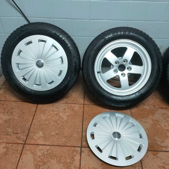 Koła zimowe Aluminiowe +kołpaki 5x112 205/60/16 Audi A3 A4 A5 A6 Q2 Q3