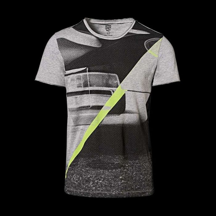 Серая футболка Porsche Design с графическим принтом