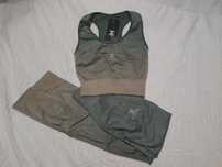 Komplet damski top+ leginsy nowy logowany Chanel r. M  kolor khaki