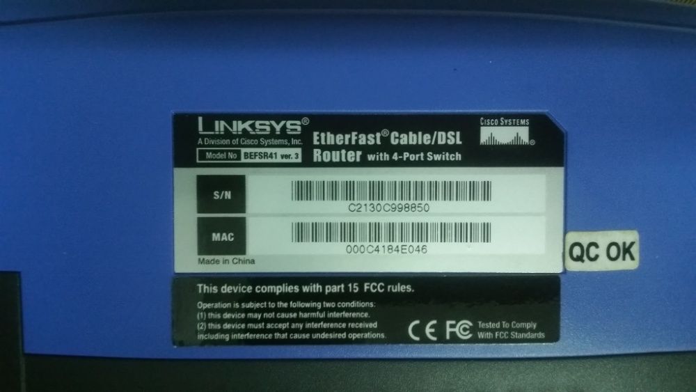Switch LINKSYS befsr41 Ver.3