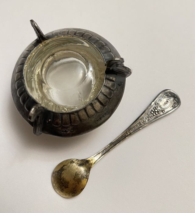 Stara mała solniczka kawiornica posrebrzana ZSRR