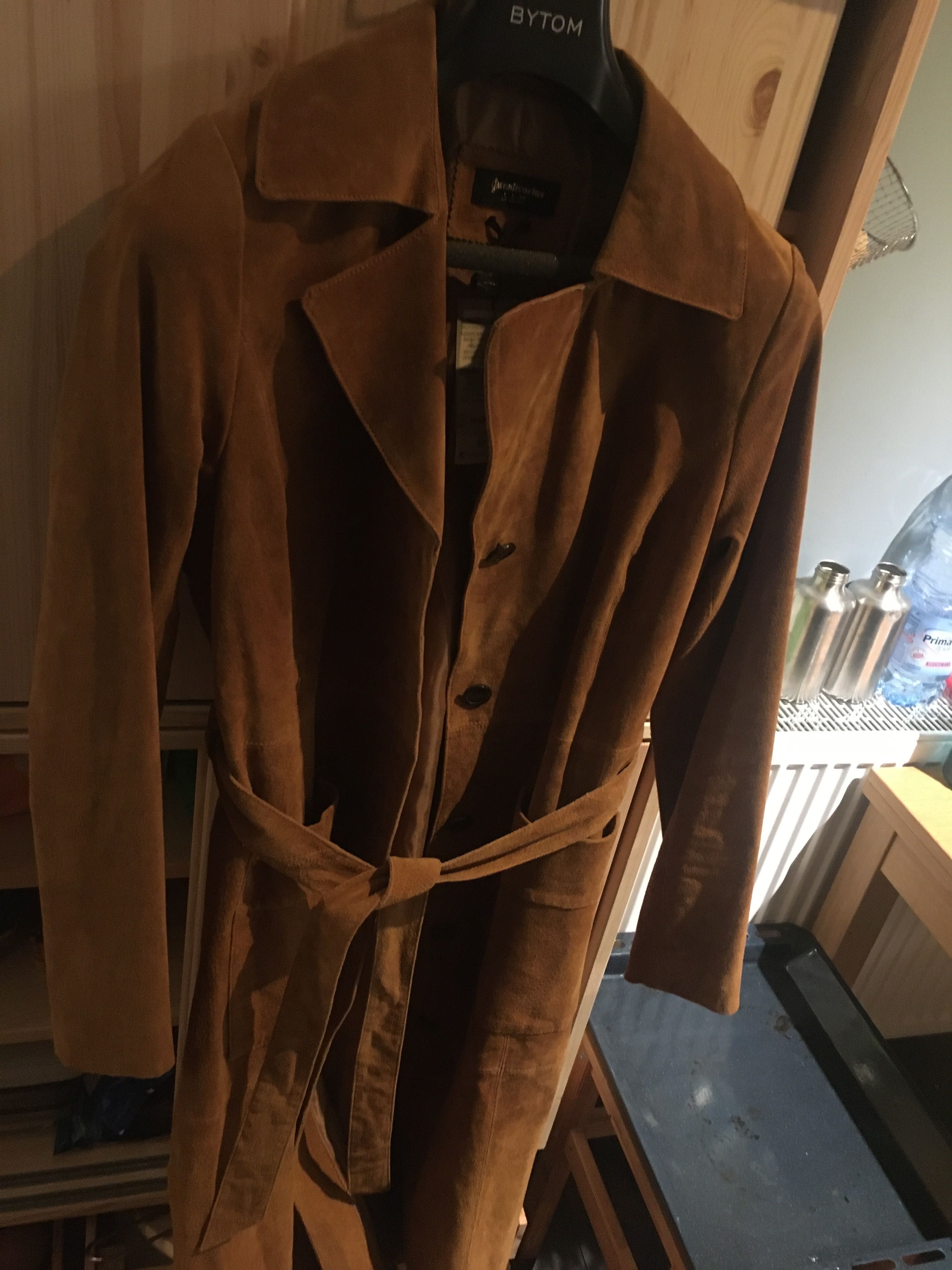 Płaszcz skórzany Stradivarius nowy camel brązowy L 40