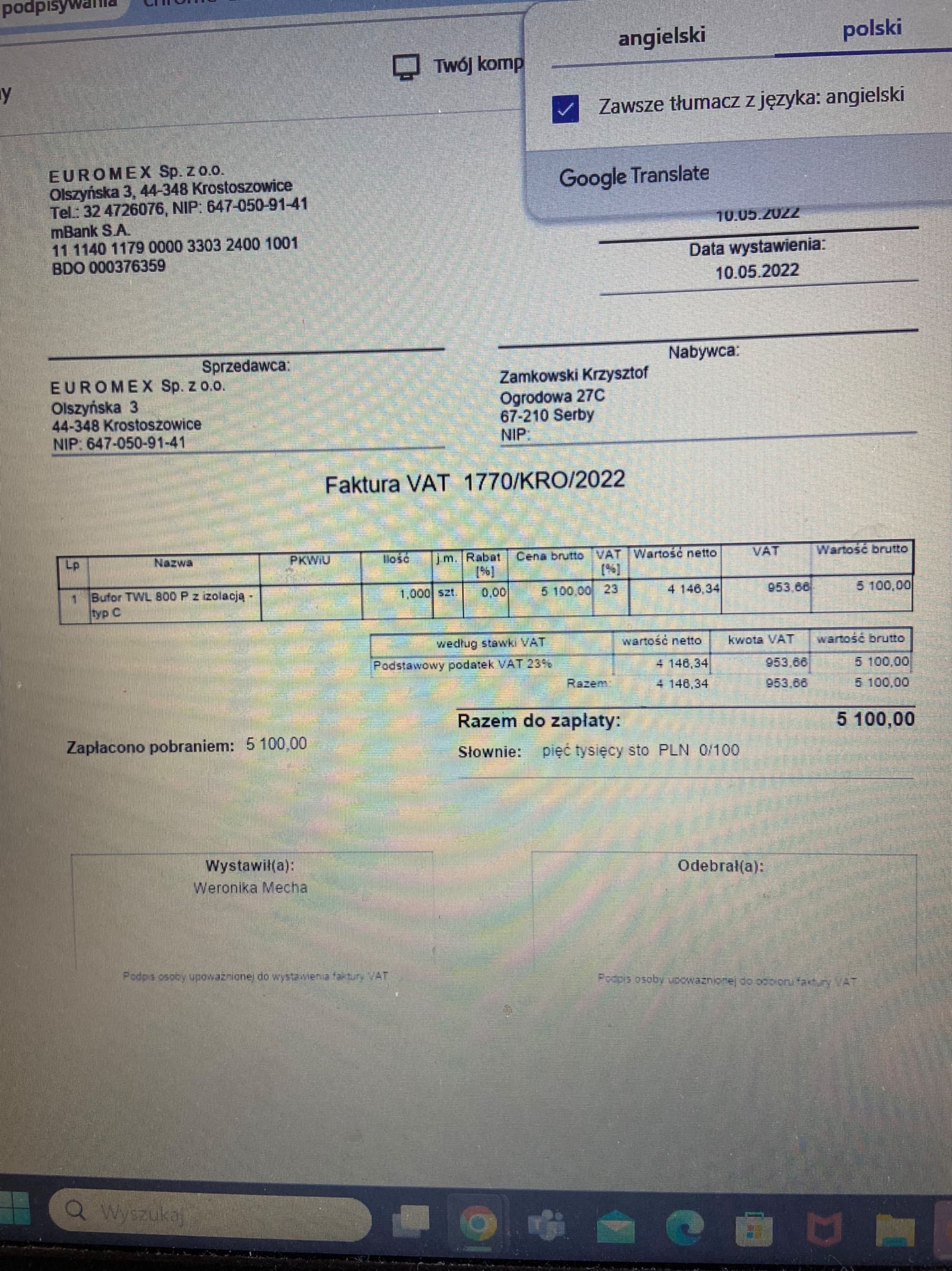 Bufor TWL 800 P z izolacja - TYP C